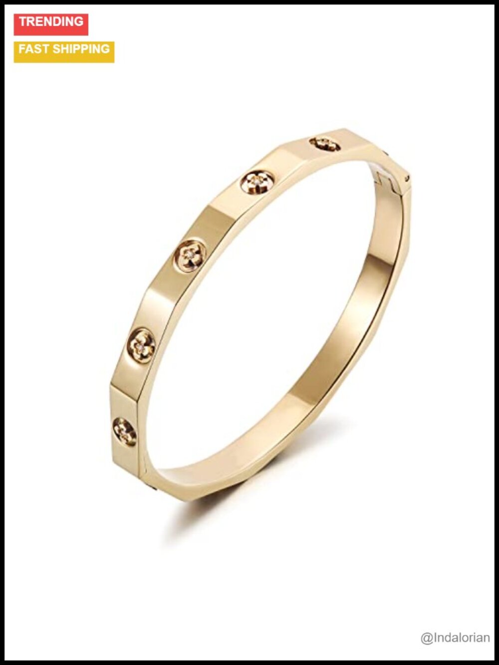 14K Gold Filled Floral Engraved Bangle Bracelet Cubic Zirconia Charm